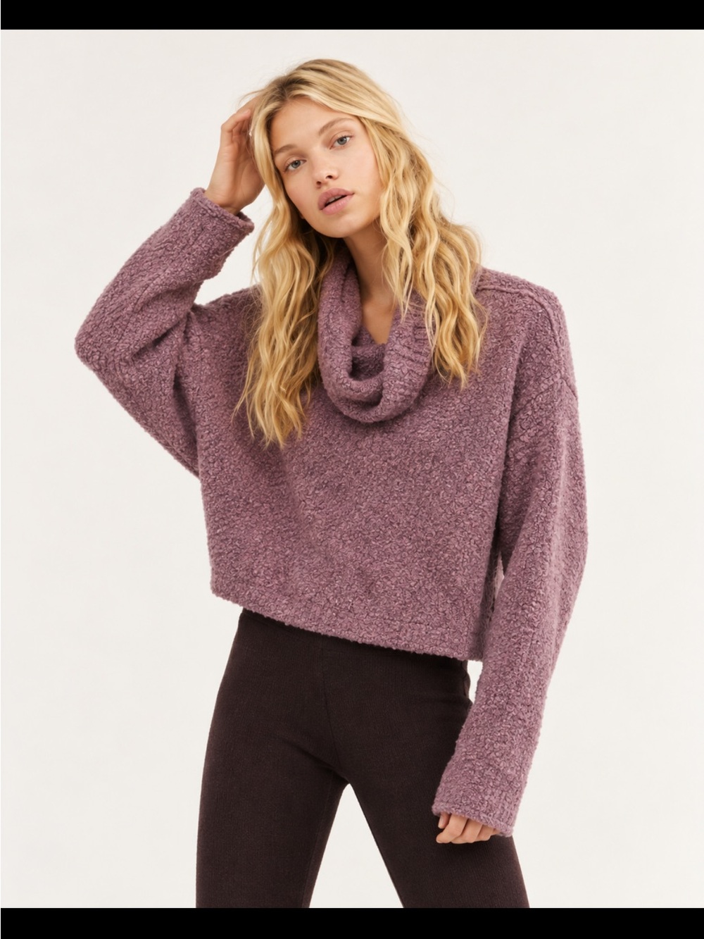 Free People BFF Sweater – Dusty Mauve Pink Cowl Neck Pullover